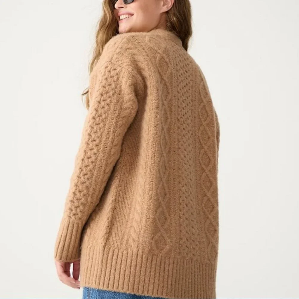 J. Crew Cable-knit stretch cardigan sweater 2X